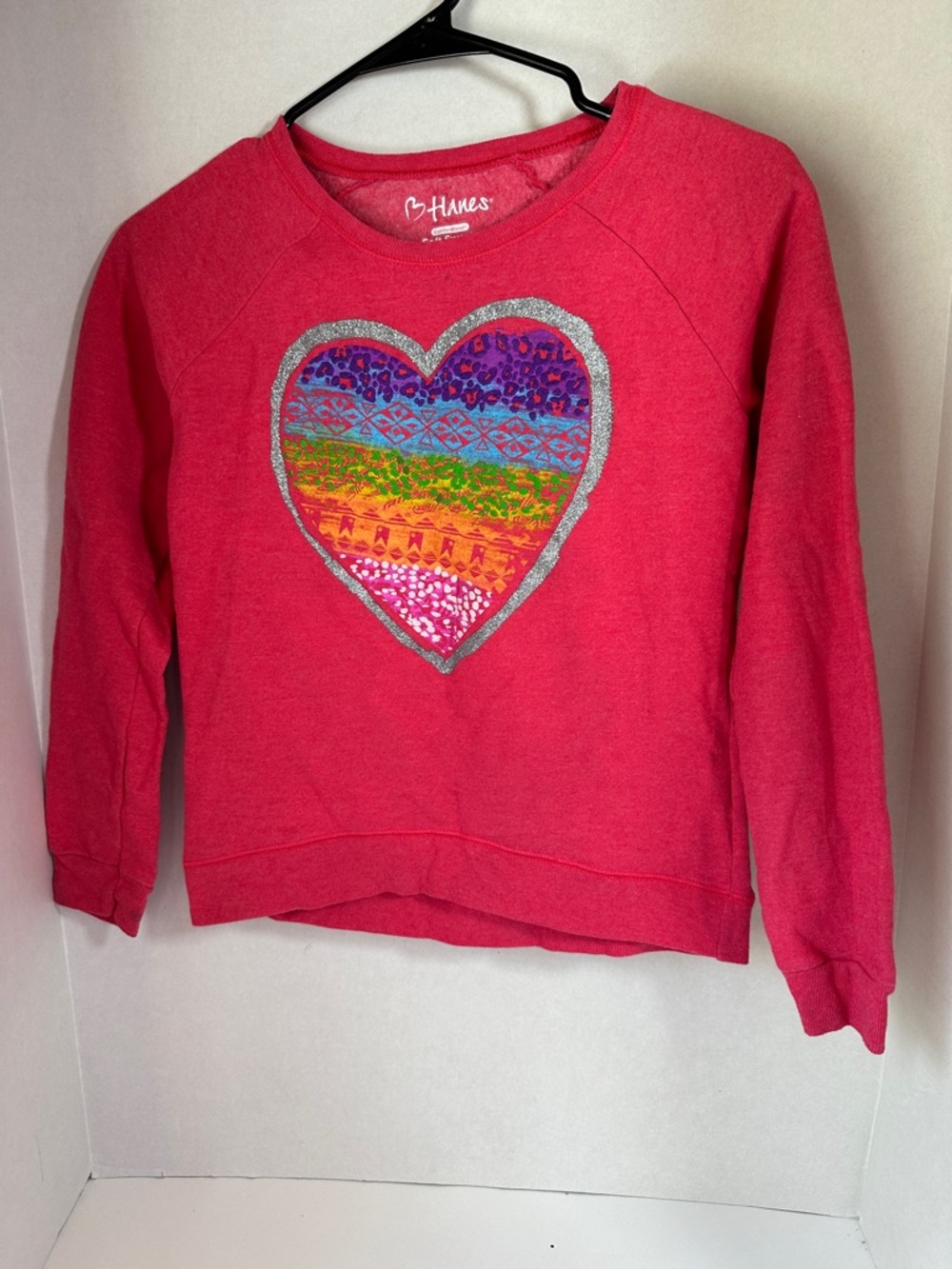 Hanes pink heart sweatshirt size large
